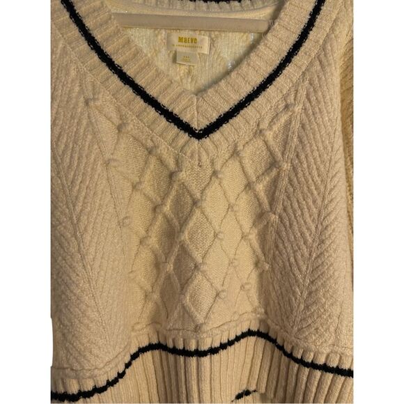 ANTHROPOLOGIE Maeve The Tillie V-Neck Pullover Sweater Sz XS Petite Ivory Chunky - Picture 7 of 11